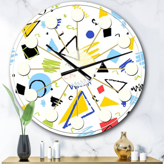 Designart Geometric Retro Design III Mid-Century Modern Wall Clock